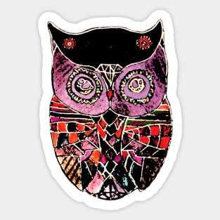 Boho Owl Colourful Mosaic Sticker